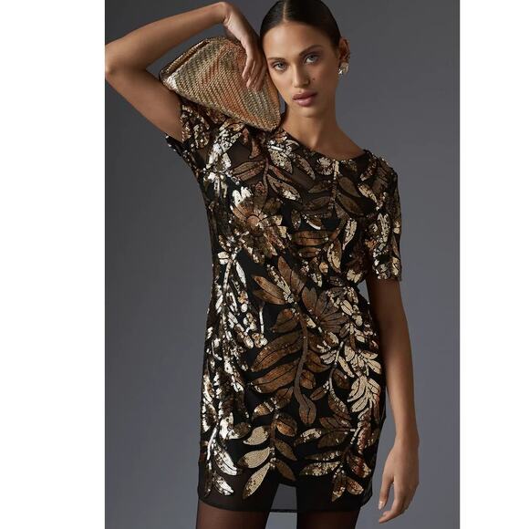 maeve short-sleeve sheer embellished mini dress What To Wear New Year's Eve: This Embellished Mini Dress